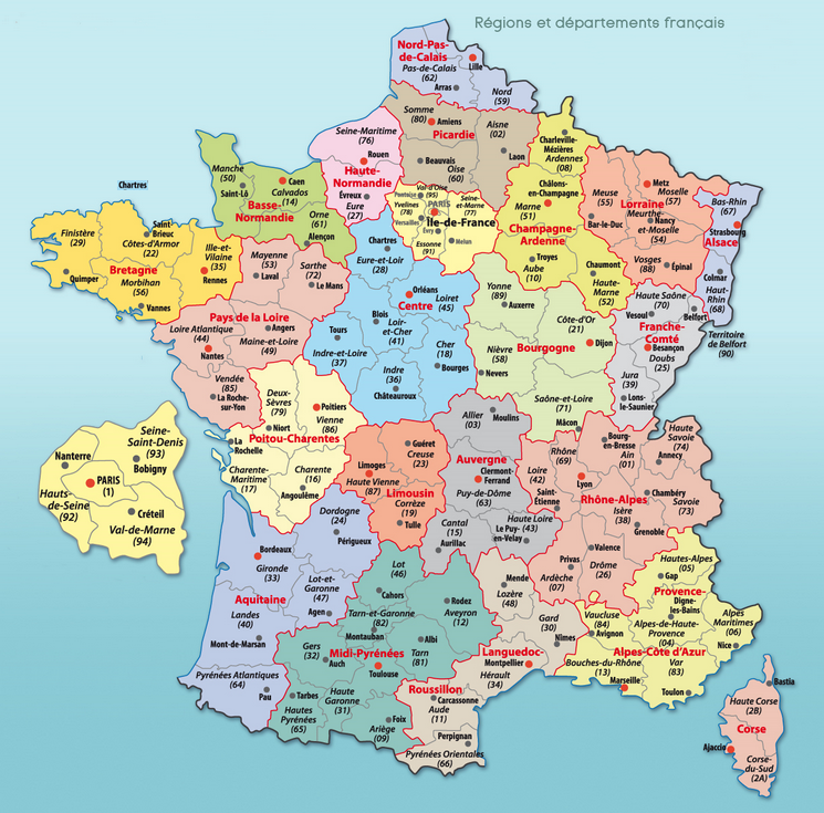 Carte France régions