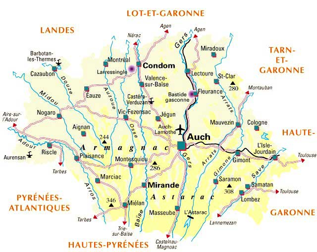 Carte du Gers - Département 32