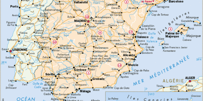 Carte Espagne Portugal routière