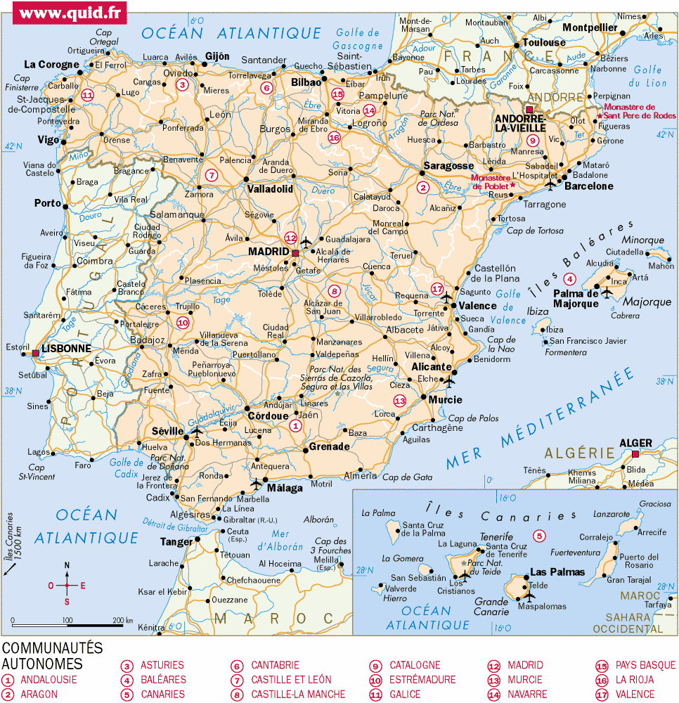 Carte routière – Espagne et Portugal