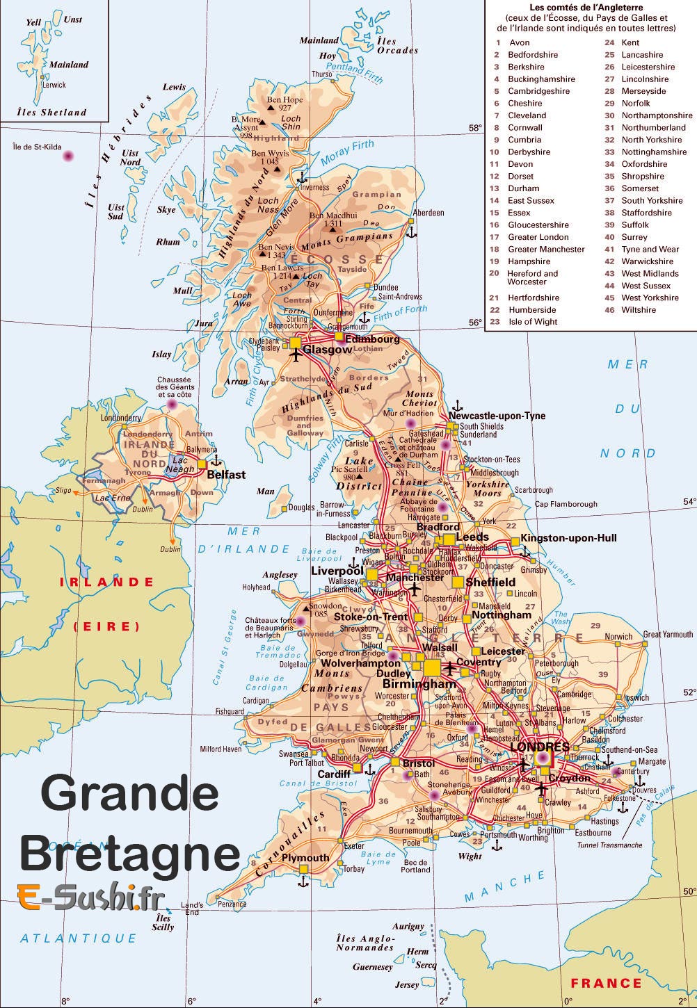 Carte de Grande-Bretagne