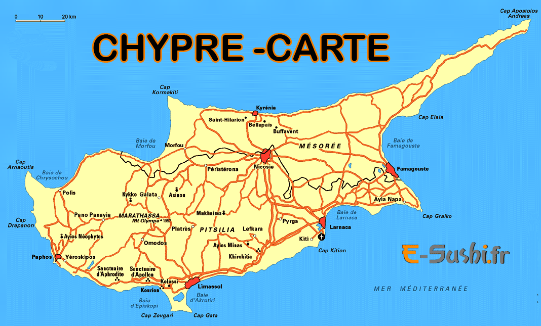 Chypre - Carte détaillée