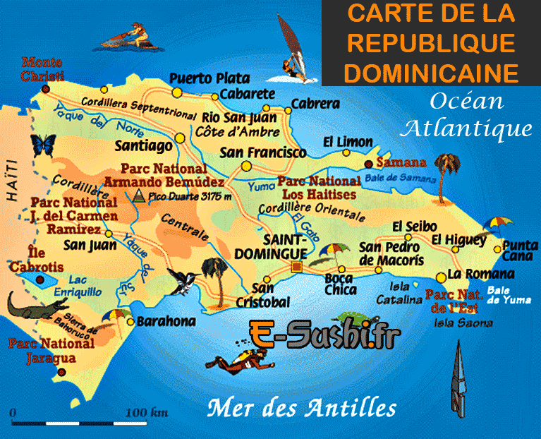 Carte de la République Dominicaine - Tourisme et Gastronomie