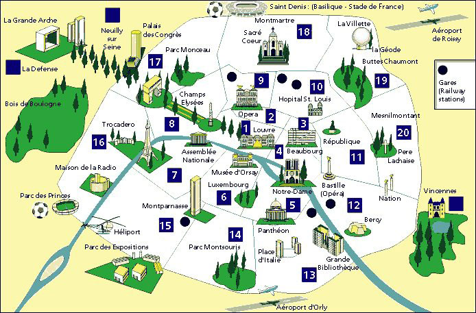 Carte de Paris - Monuments
