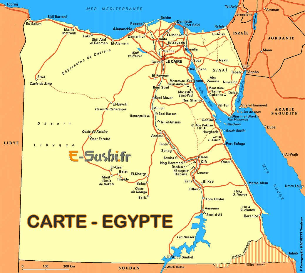 Egypte - Carte géographique