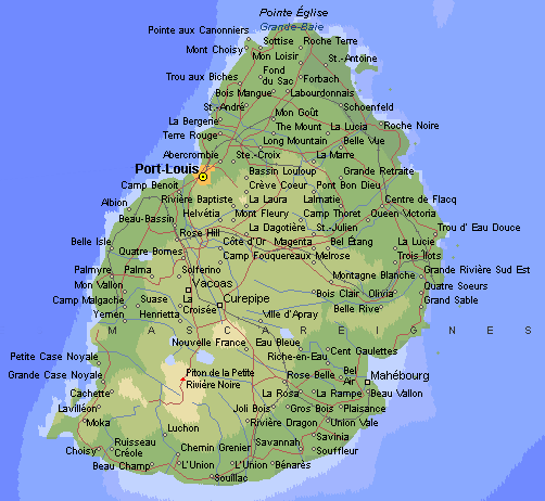 Carte île Maurice - Est