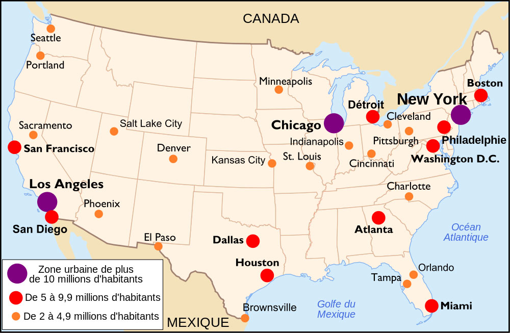 Carte des villes américaines