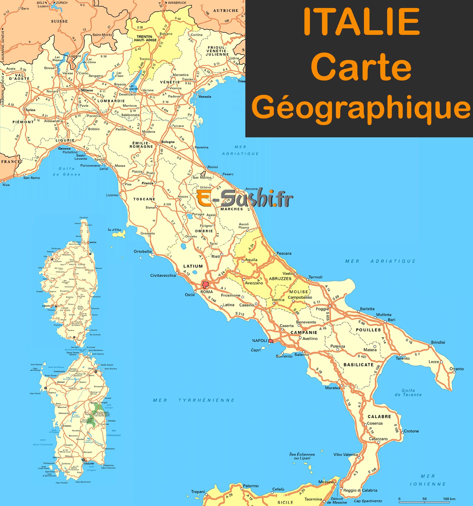 Italie - Carte géographique