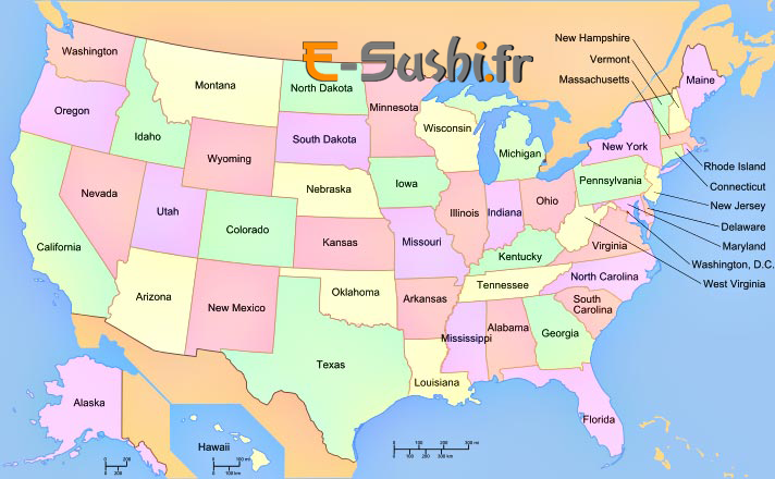 Map of USA - Carte des états