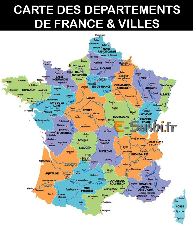 France - Carte des départements et villes