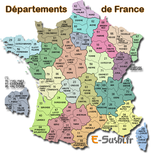 Départements de France - Carte