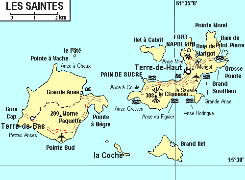 Carte des îles Saintes
