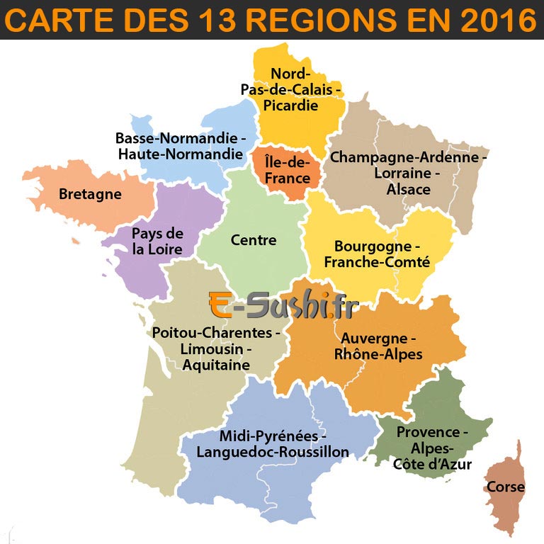 Les 13 régions : carte 2016