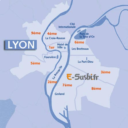 carte de lyon et ses arrondissements - Image