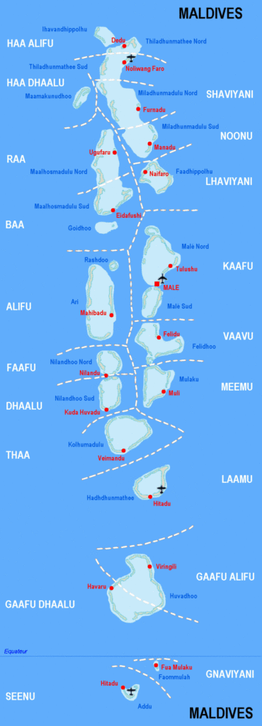 Carte détaillée des Maldives
