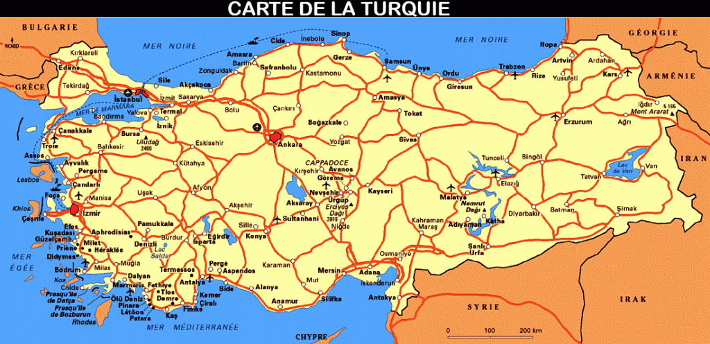 Carte de Turquie - Cliez sur l'image pour agrandir la carte géographique