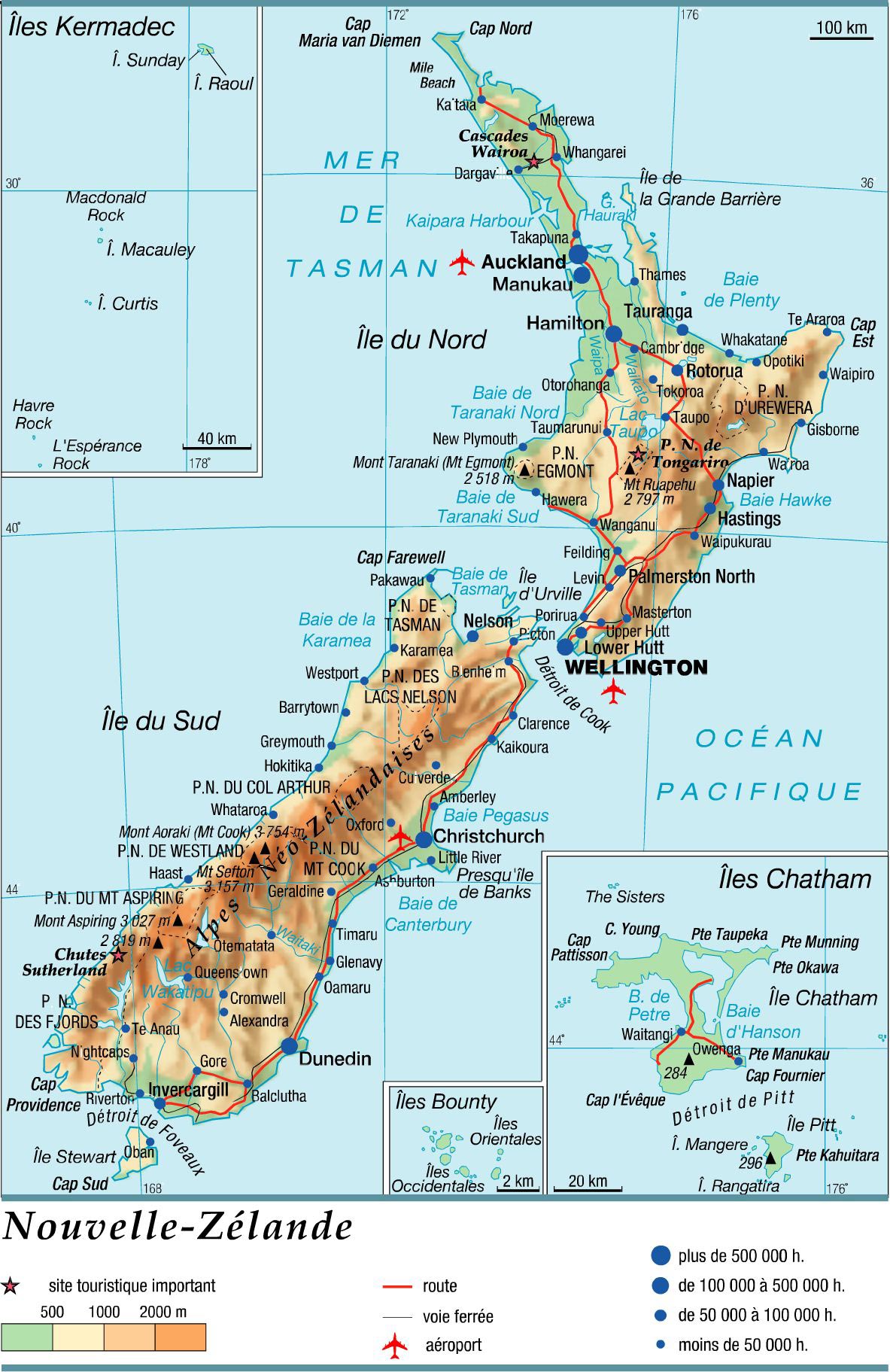 Carte Nouvelle-Zélande