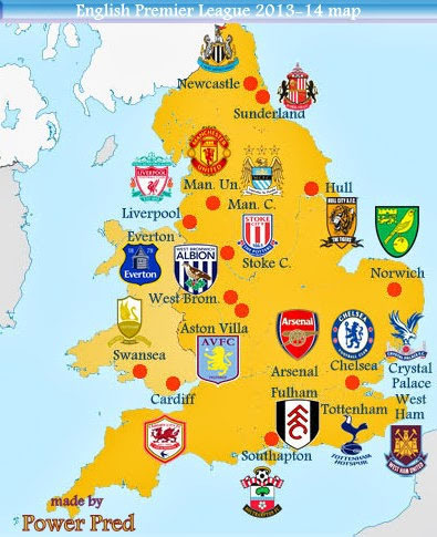 Carte des équipes de foot-en-Angleterre-map