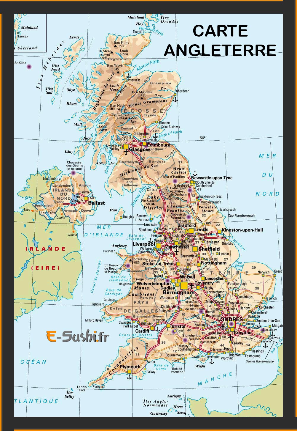 carte angleterre detaillee - Image