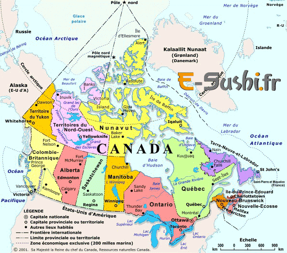 Illustration générale du Canada - Carte