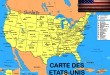 Cartes des Etats Unis avec villes et noms des états