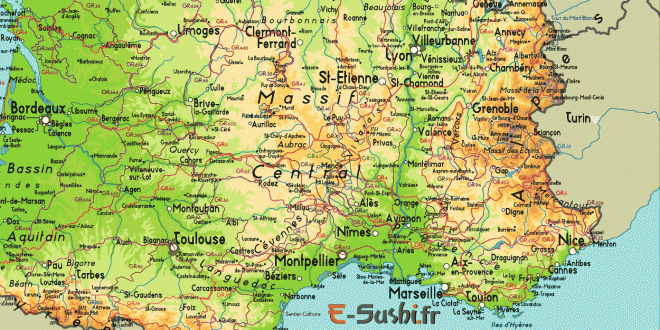 Carte de France Sud détaillée