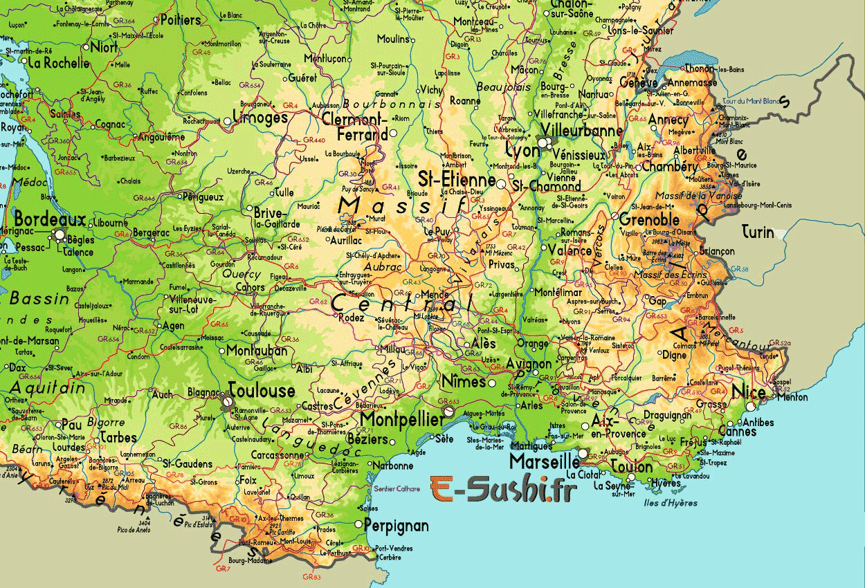 carte routiere france sud est