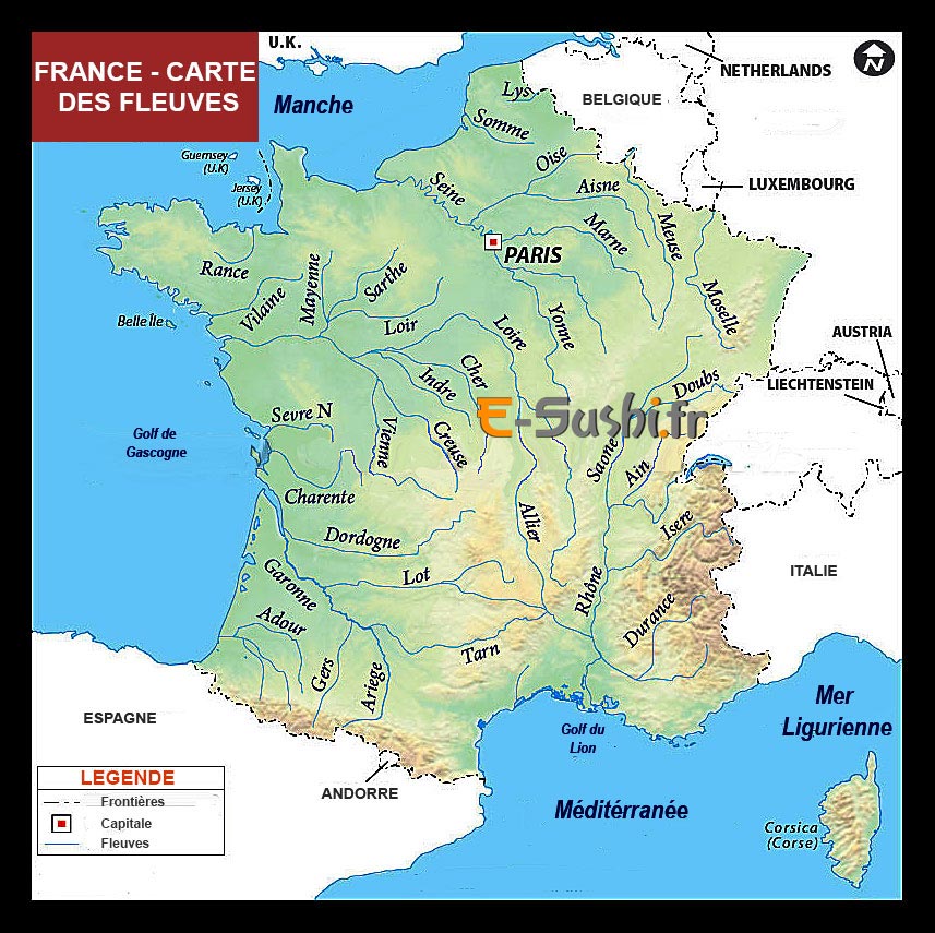 Carte des fleuves de France