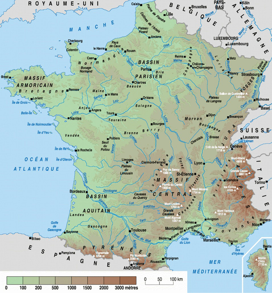 carte de France détaillée avec régions
