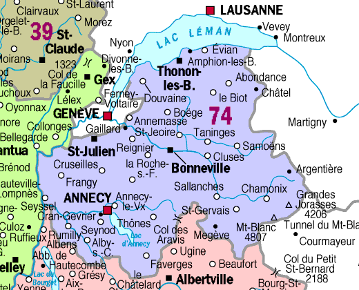 Annecy - carte departement-74