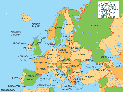 map of europe in english