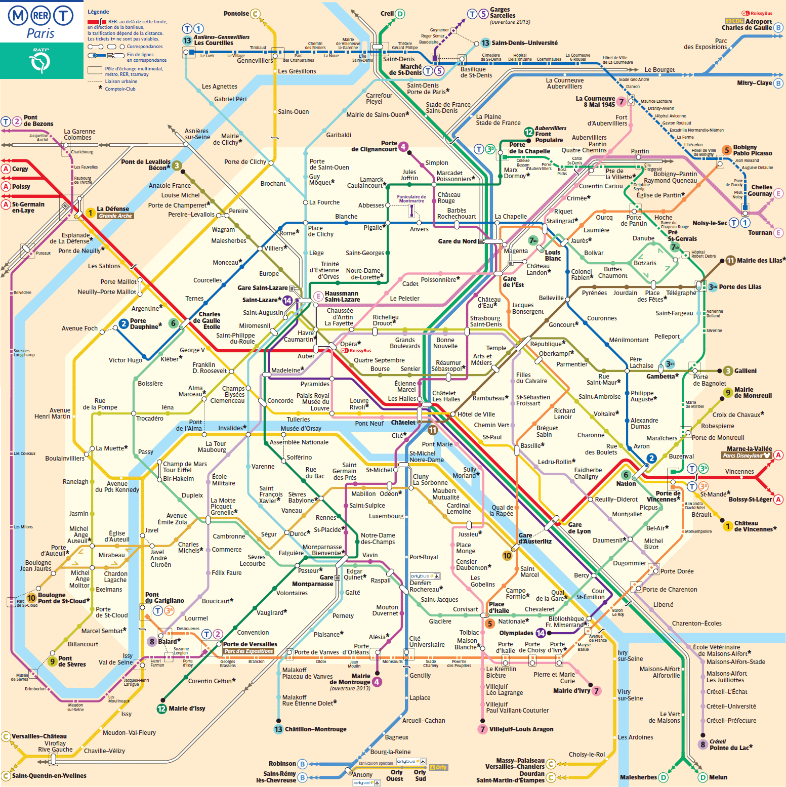 Carte métro Paris - RER