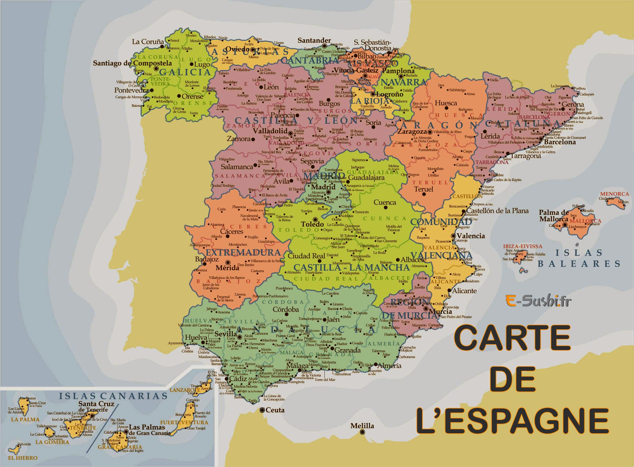 Carte des régions en Espagne