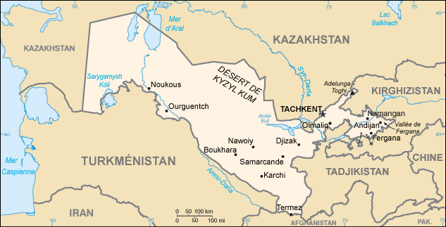 Carte Ouzbekistan