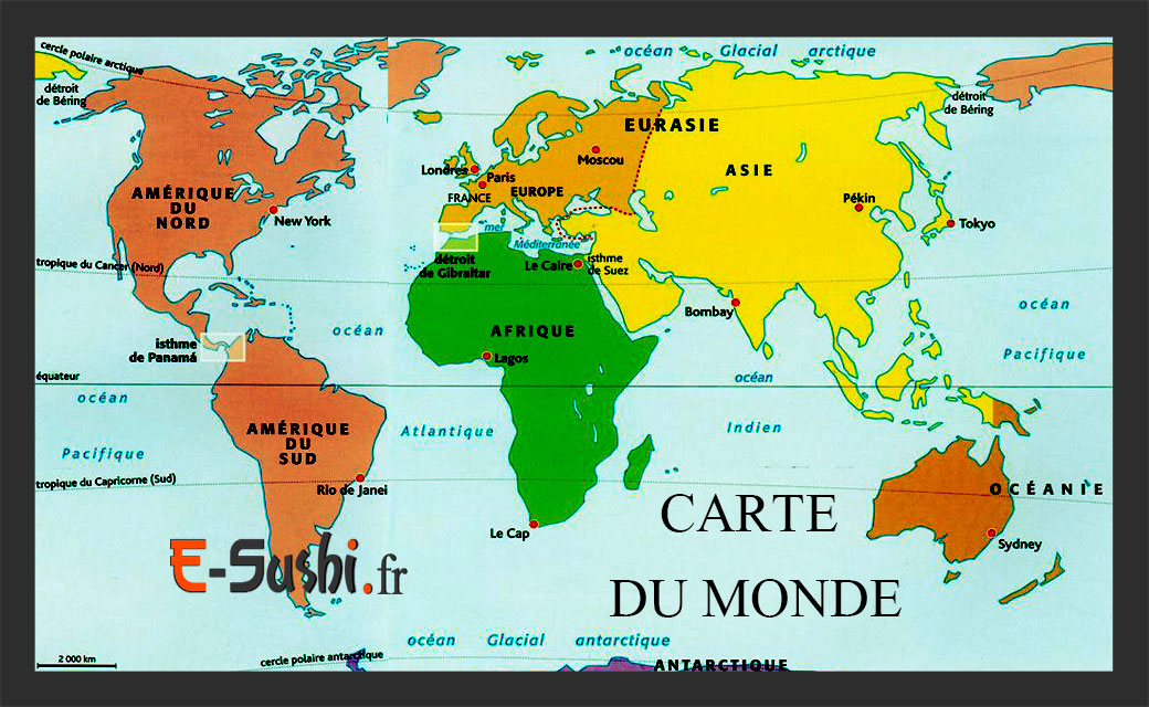 Carte Monde-continents