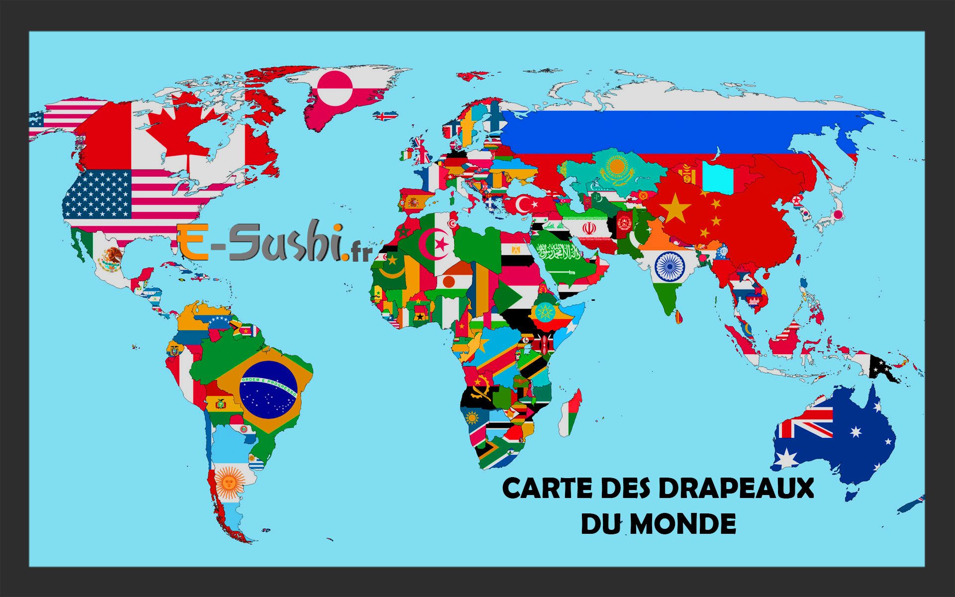 carte du monde - drapeaux pays