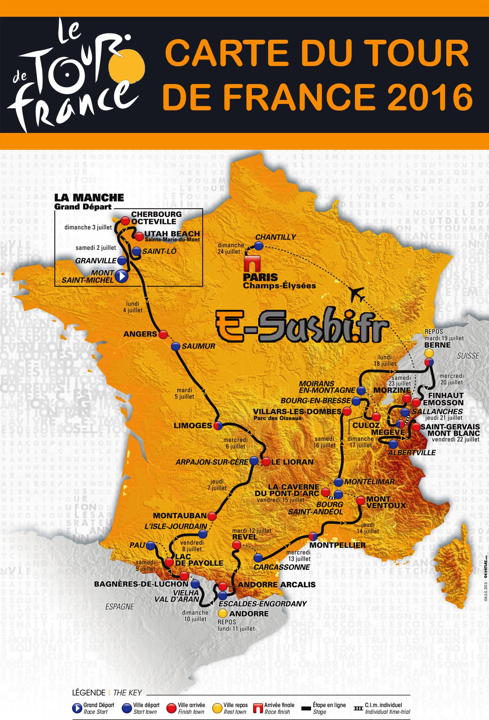 Carte du tour de France 2016