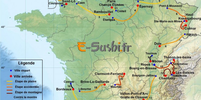 Carte du tour de France - Parcours 2016