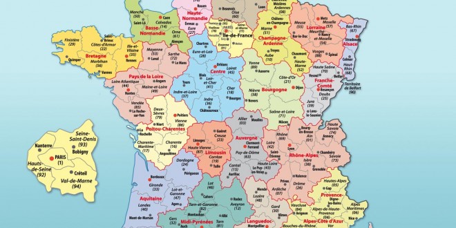 Carte de France Régions et Départements français - Arts et Voyages