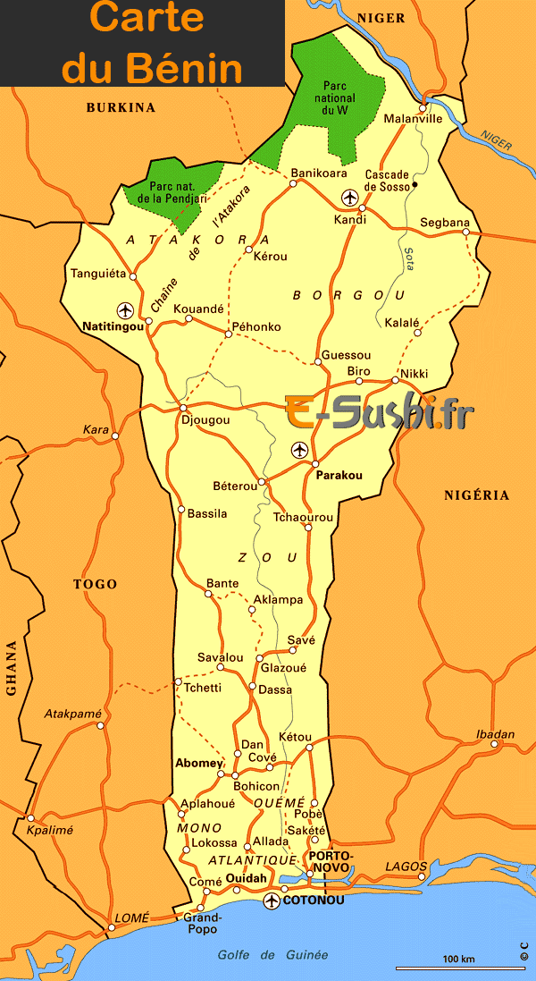 Bénin - Carte géograhique