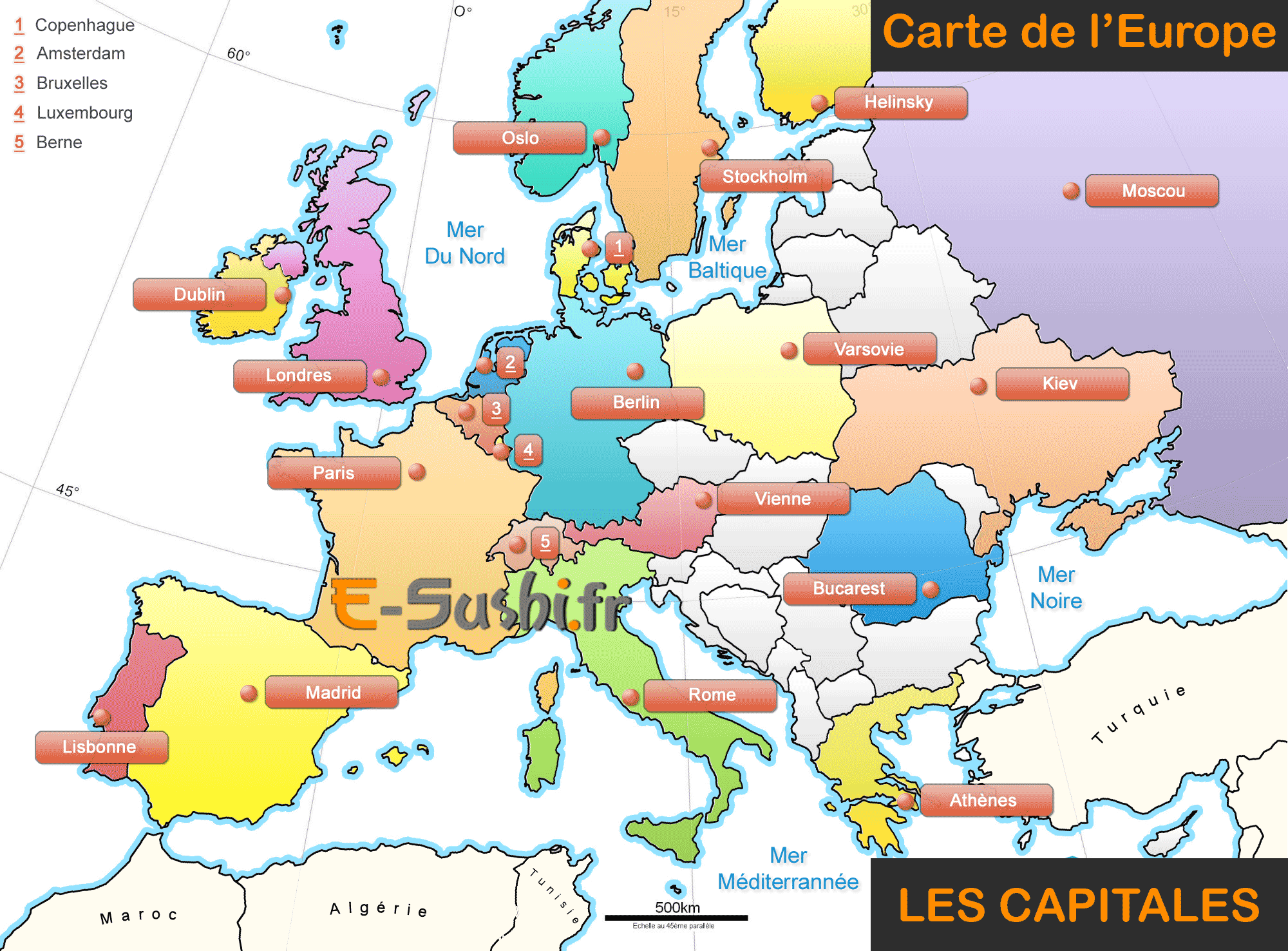 Carte Europe - Capitales