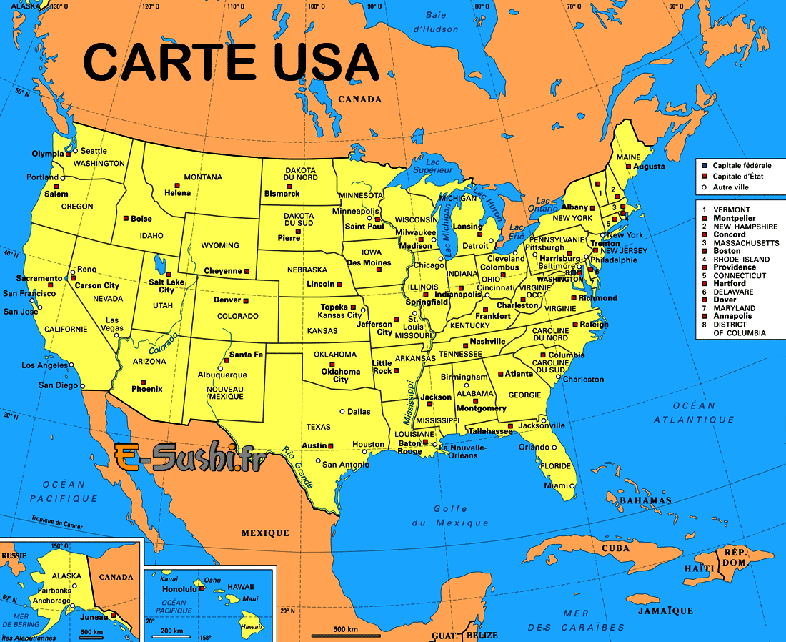 Carte USA - états