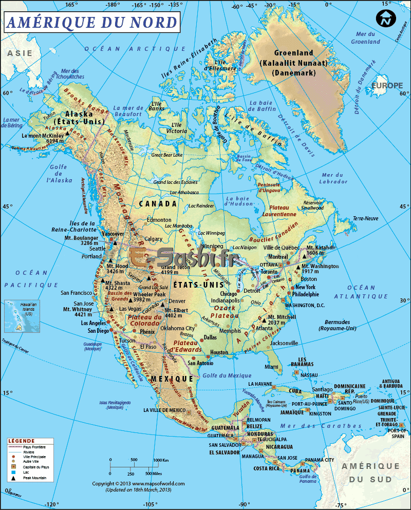 Amérique du Nord - Carte
