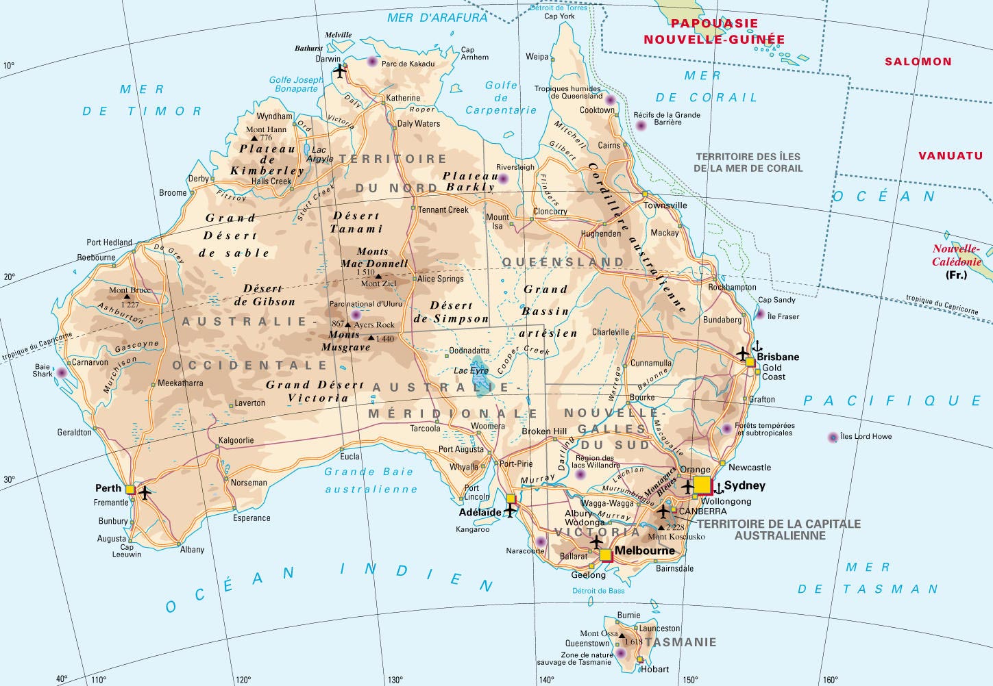 Australie - Carte géographique