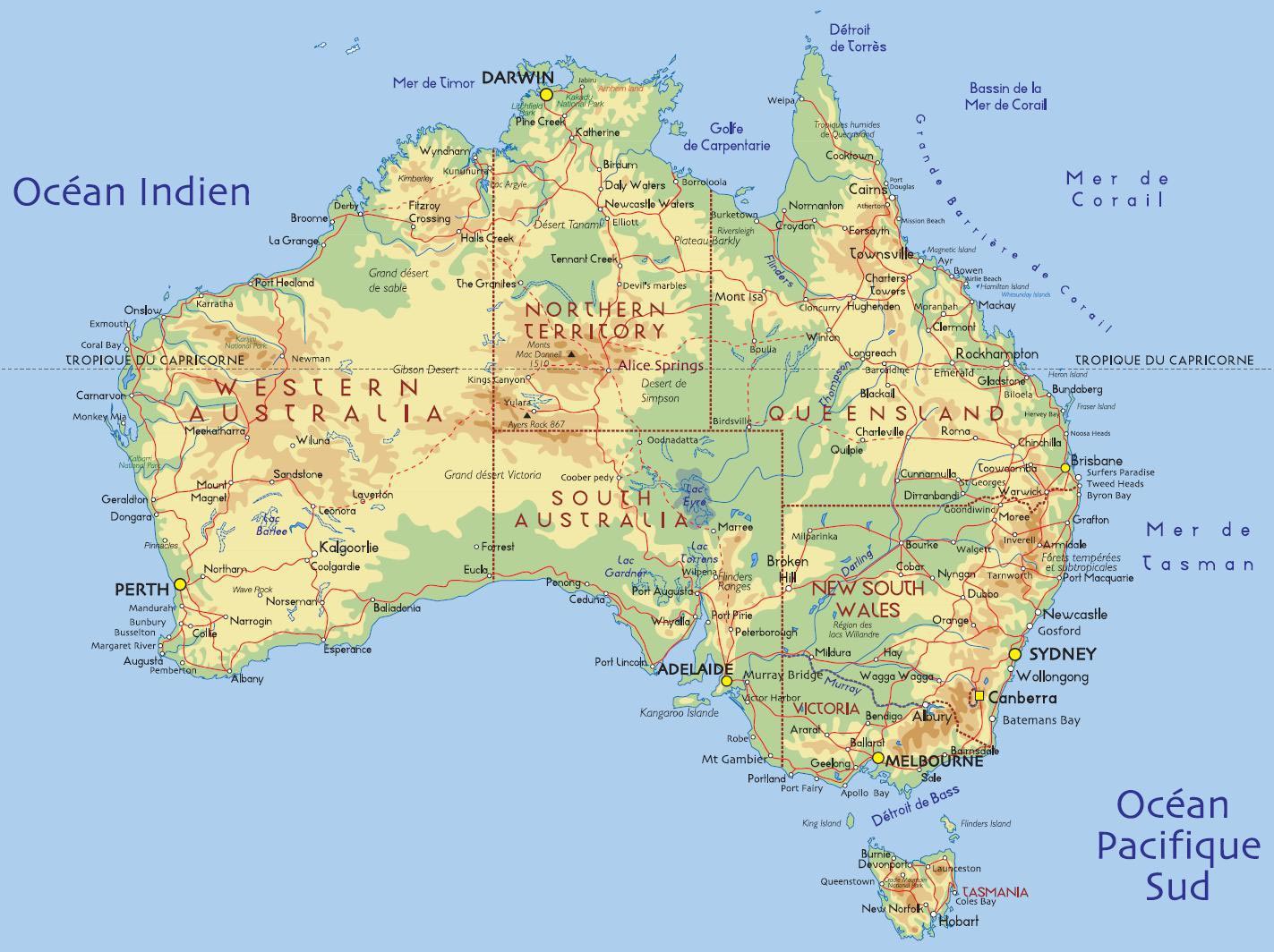 Carte Australie – Géographie - Arts Et Voyages