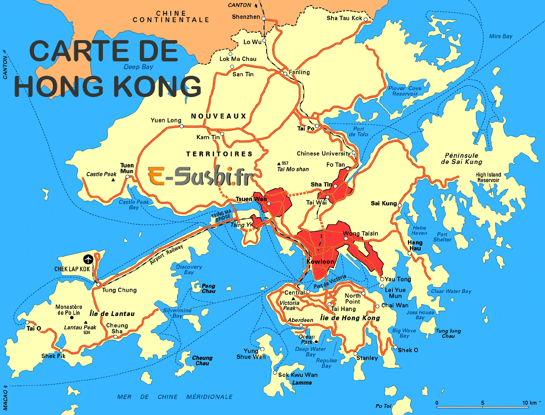 carte de hong-kong - géographie