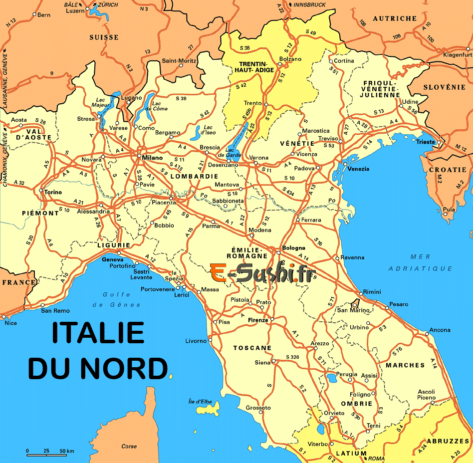 Carte Italie du Nord