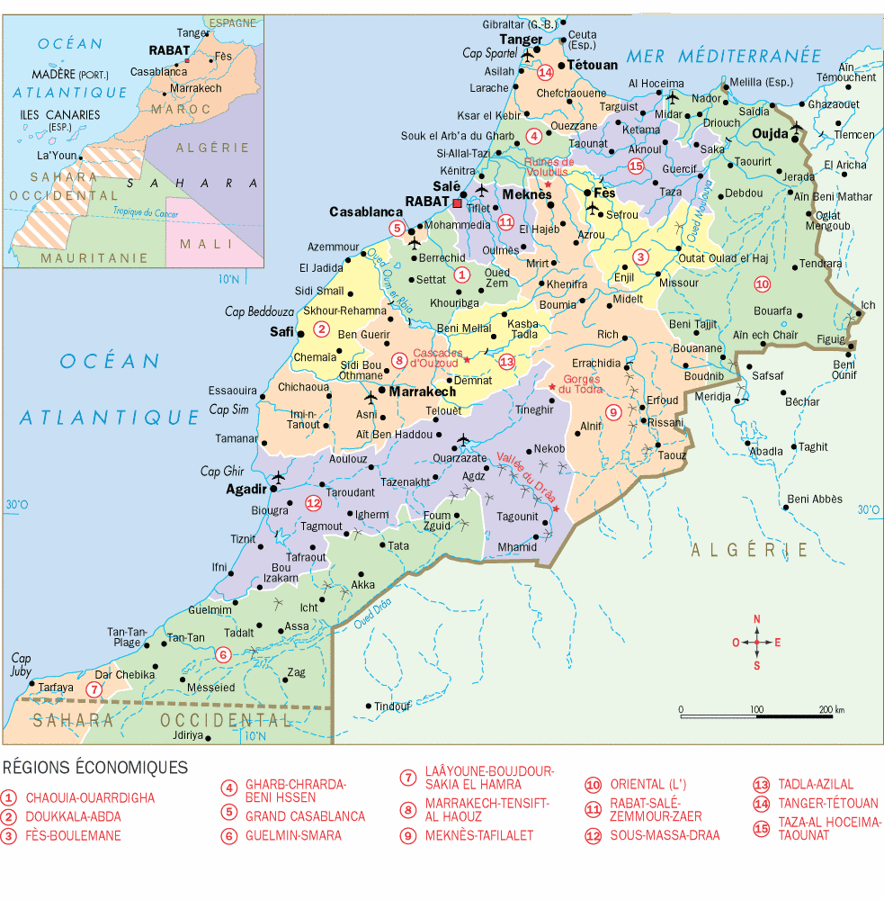 Maroc - Carte des régions