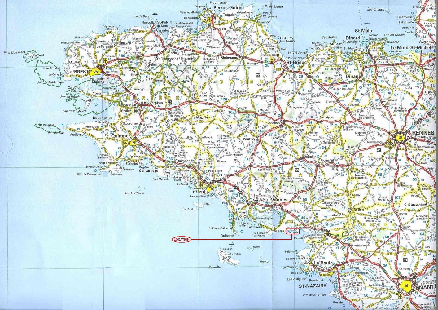 Bretagne - Carte des routes