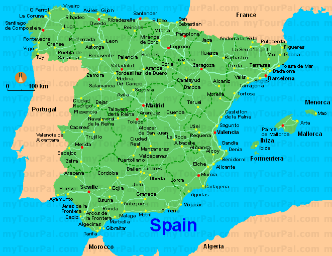 Carte Espagne - Villes